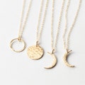 Dainty Moon Phase Necklace, Crescent Moon, Waxing Moon, Waning Moon, Full Moon, Celestial Necklace | 14k Gold Fill, Sterling Silver | LN116