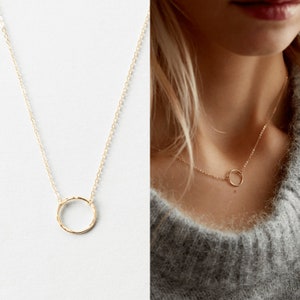 Minimal Dainty Circle Necklace, Delicate Layering Chain, Open Circle Pendant 14k Gold Fill, Sterling Silver, Rose Gold LN132 image 3