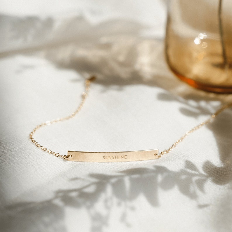Personalized Bar Bracelet for Names, Dates, Initials, Coordinates 14k Gold Fill, Sterling Silver, Rose Gold LB140_35 image 6