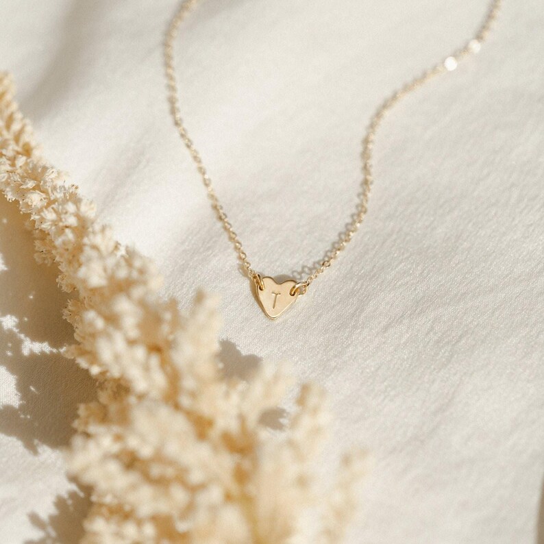Tiny Heart Necklace, Custom Initial, Personalized Heart Pendant | 14k Gold Fill, Sterling Silver | LN124_L image 3