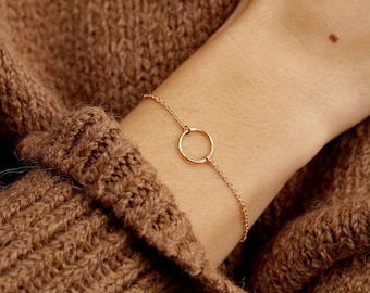 Open Circle Bracelet, Dainty Bracelet Gift, Symbolic Bracelet, Karma Bracelet | 14k Gold Fill, Sterling Silver, Rose Gold | LB132_11