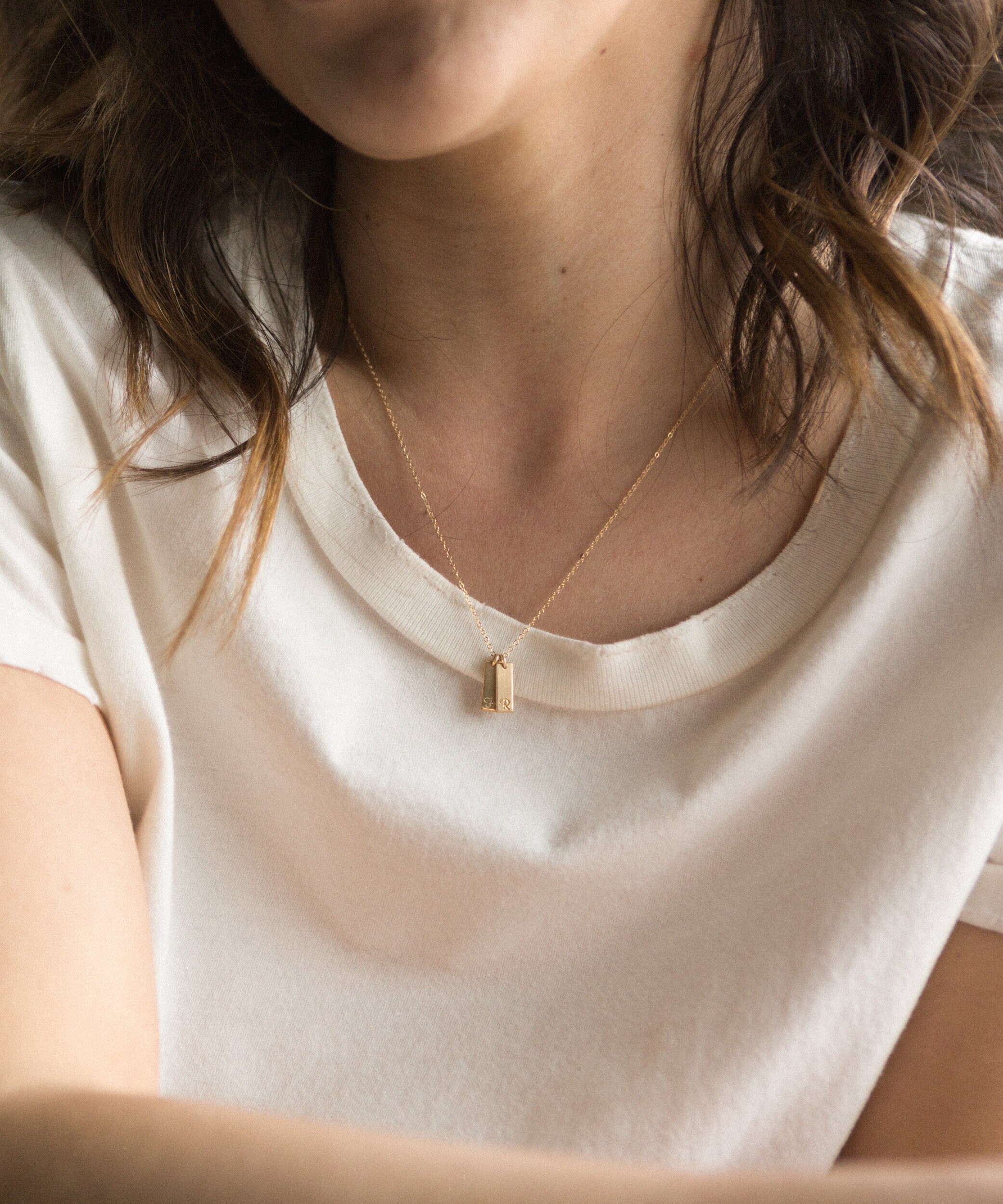 Tiny Initial Tag Necklace Custom Mini 
