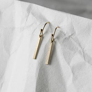 Dainty Bar Drop Earrings, Long Line Earrings, Simple Dangle Earrings, Minimal Bars 14k Gold Fill, Sterling Silver, Rose Gold LE120_vn image 4