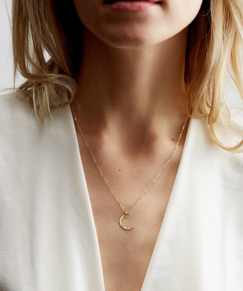Full Moon \u2022 14k Gold Fill Dainty Moon Phase Necklaces \u2022 Simple Moon Necklace \u2022 Crescent Moon Rose Gold LN116 Sterling Silver New Moon