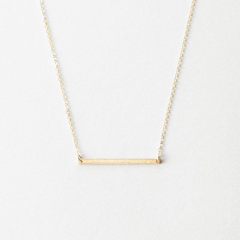 Personalisierte Bar Halskette, Benutzerdefinierte Namen Halskette, Minimal Initialen Halskette | 14k Gold Fill, Sterling Silber | LN120_30 Bild 3