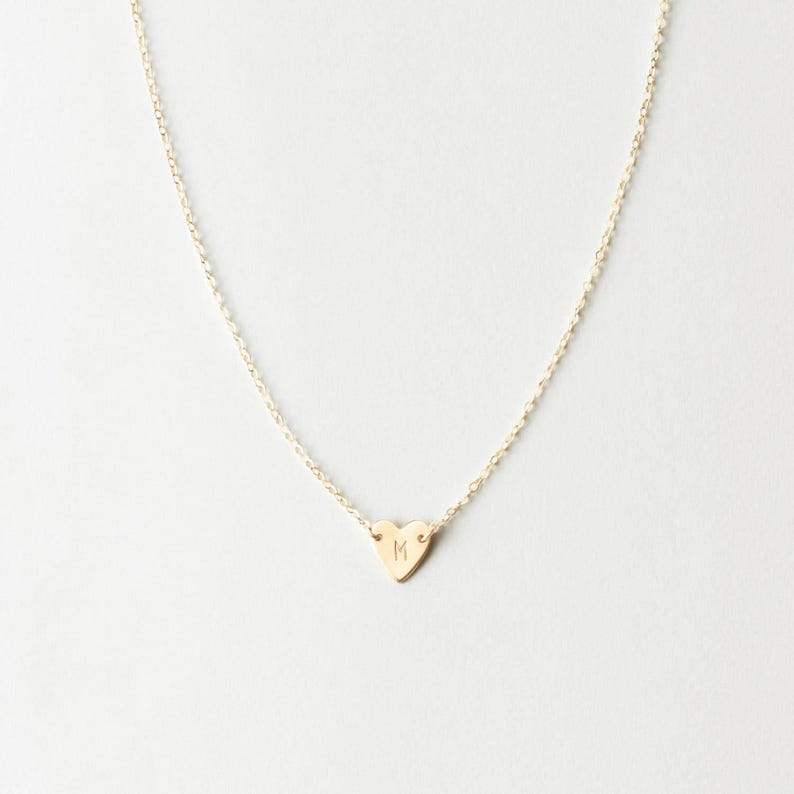 Tiny Heart Necklace, Custom Initial, Personalized Heart Pendant | 14k Gold Fill, Sterling Silver | LN124_L image 4