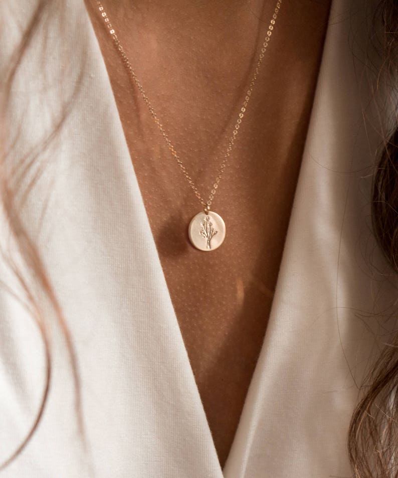 Floral Bouquet Necklace in Gold Silver or Rose Gold Hand image 1