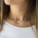 Mini Bar Necklace for Initials, Name, Date - Personalized Tiny Nameplate - Everyday Gold, Silver or Rose Gold Necklaces - LN130_16_H 