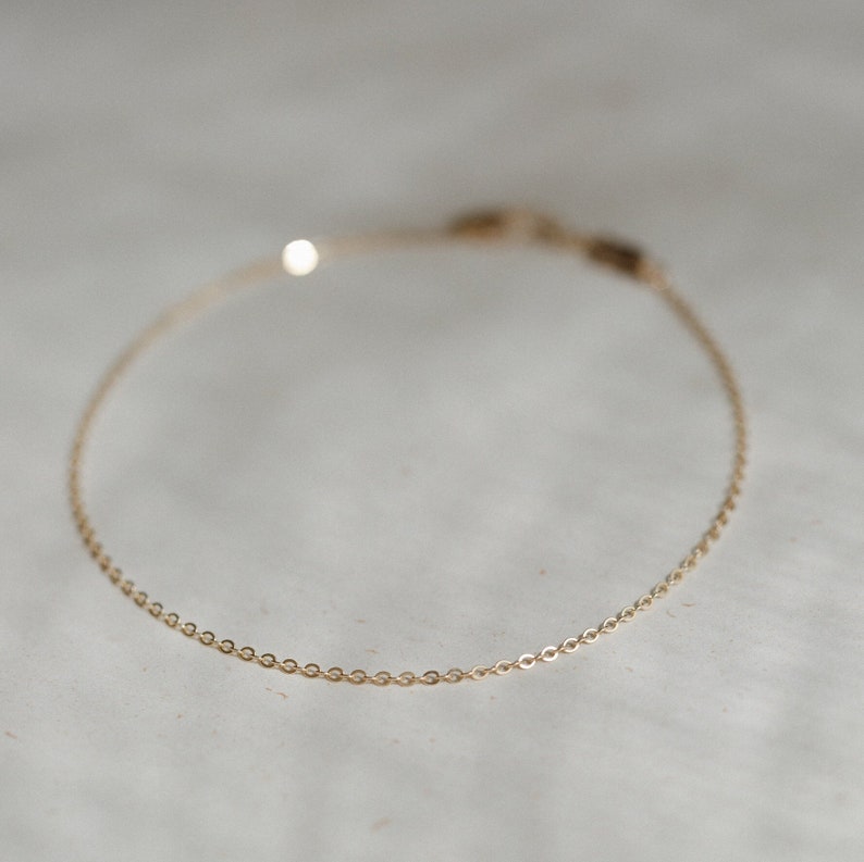 Minimal Chain Anklet, Dainty Chain Anklet, Cable Chain Anklet, Simple Chain Anklet 14k Gold Fill, Sterling Silver GKC_0003 image 3