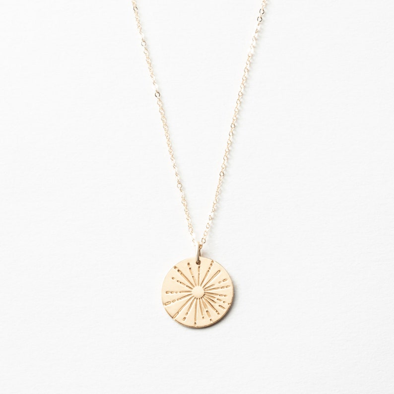 Large Sunbeam Necklace, Minimal Celestial Pendant, Sun Tarot Jewelry, Sunshine Necklace 14k Gold Fill, Sterling Silver, Rose Gold LN216 画像 3