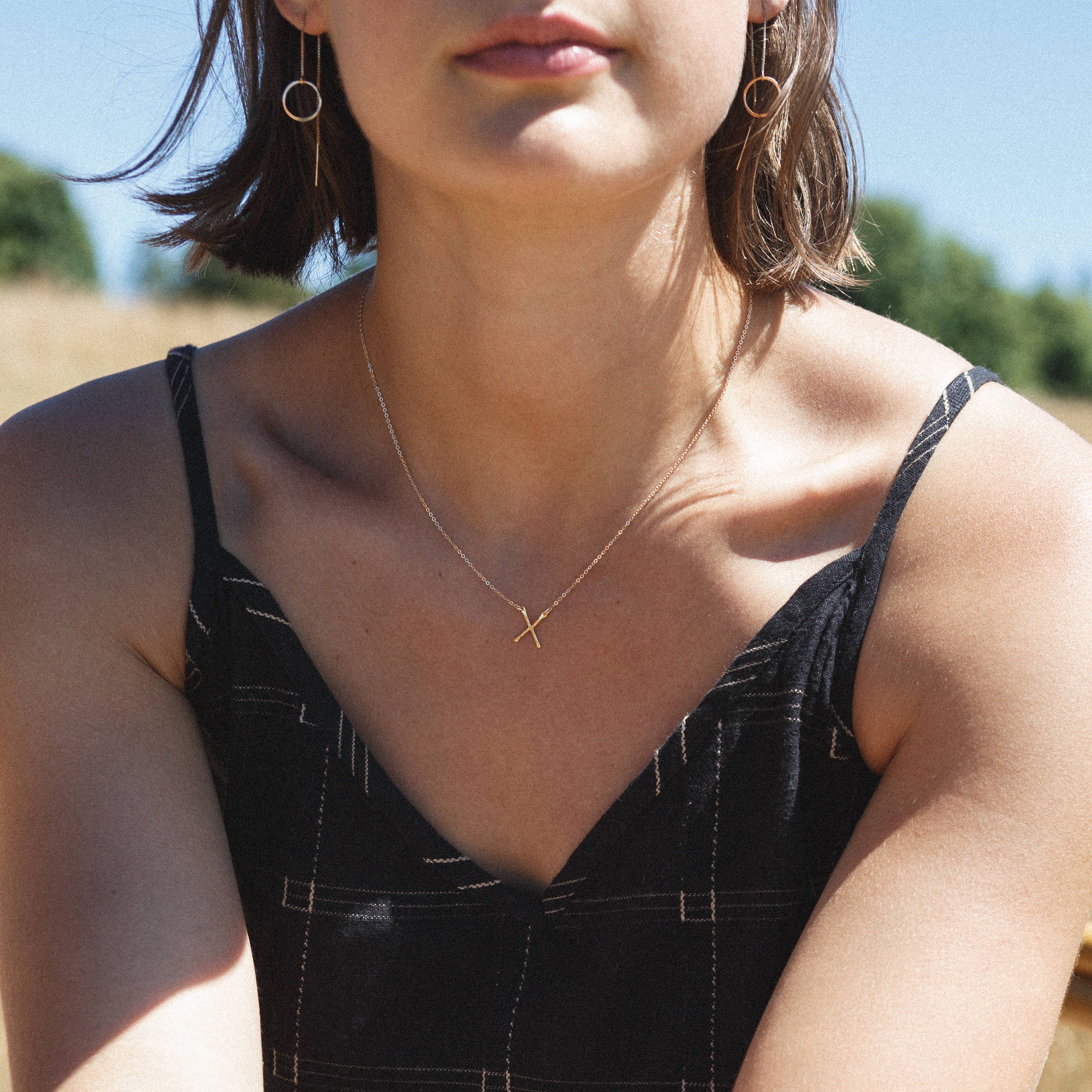 X Necklace Simple Modern Necklace Kisses Kiss X Pendant Etsy
