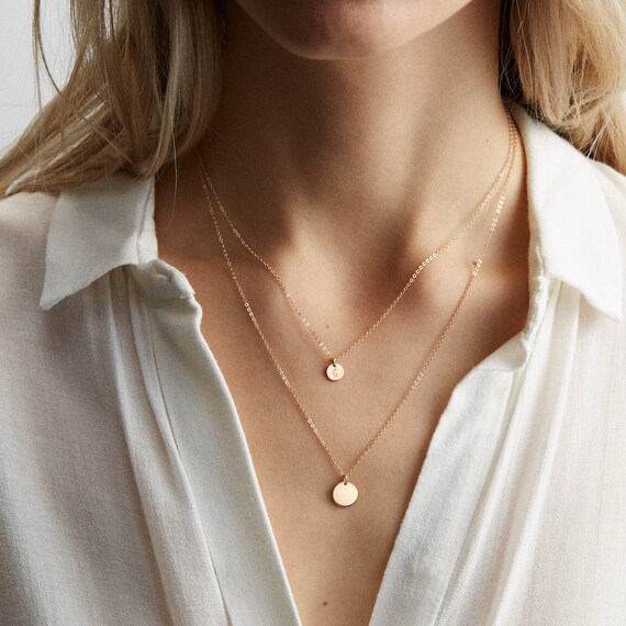 Layered Initial Necklaces Custom Gold 