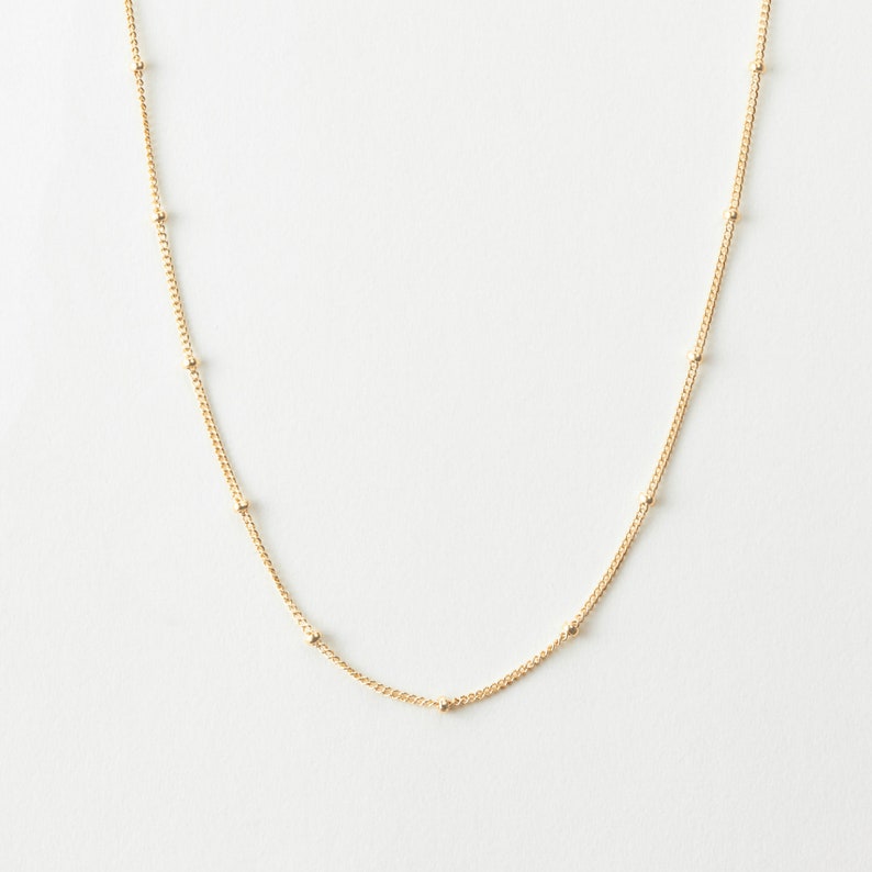 Dainty Collar Necklace, Satellite Chain Necklace, Delicate Choker Necklace, Minimal Layering Chain 14k Gold Fill, Sterling Silver LN801 image 3