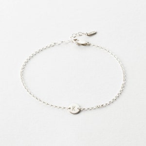 Super Dainty Initial Bracelet Personalized Tiny Disk image 3