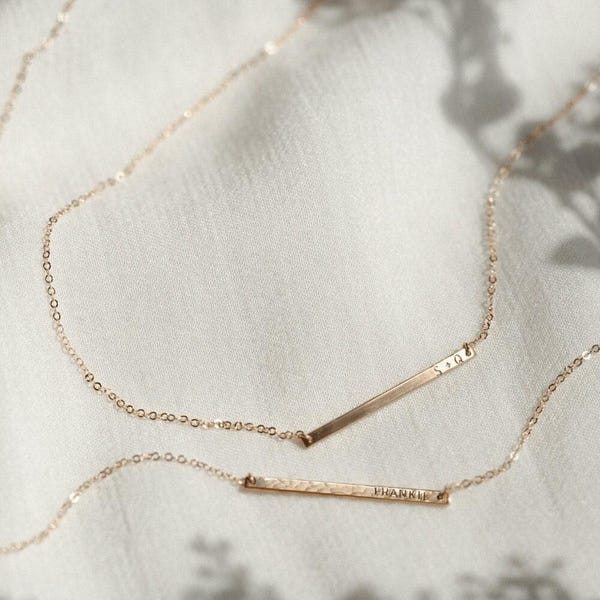 Dainty Personalized Bar Necklace, Custom Name Necklace, Minimal Initials Necklace | 14k Gold Fill, Sterling Silver | LN120_30