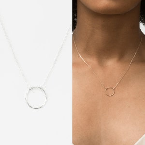 Minimal Dainty Circle Necklace, Delicate Layering Chain, Open Circle Pendant 14k Gold Fill, Sterling Silver, Rose Gold LN132 image 4