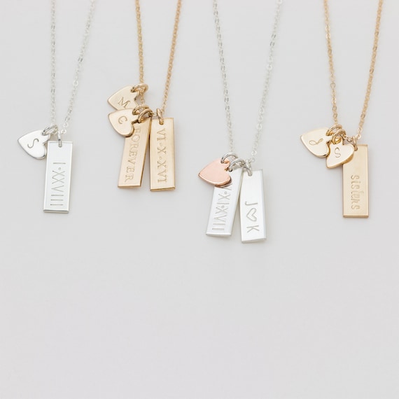 Custom Initials Small Heart Necklace Gold Filled