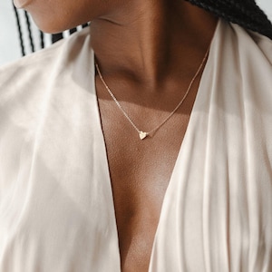 Tiny Heart Necklace, Custom Initial, Personalized Heart Pendant | 14k Gold Fill, Sterling Silver | LN124_L image 2
