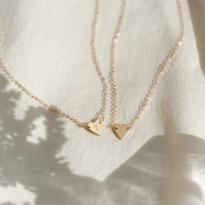 Tiny Heart Necklace, Custom Initial, Personalized Heart Pendant | 14k Gold Fill, Sterling Silver | LN124_L image 1