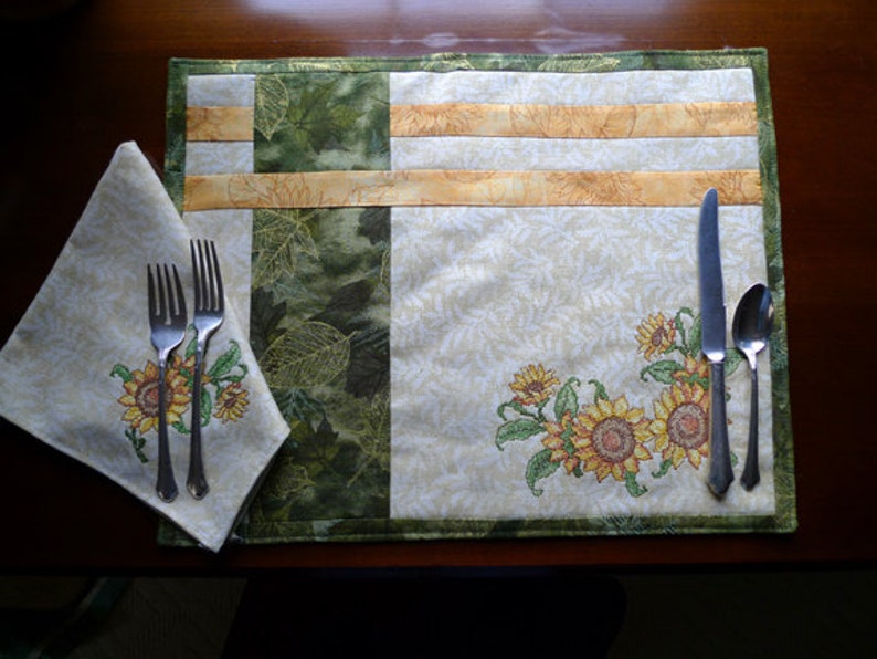 Sunflower Matching Placemats and Napkins Original design Etsy