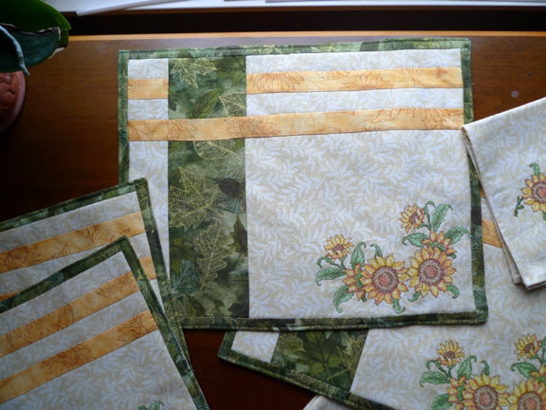 Sunflower Matching Placemats and Napkins Original design Etsy