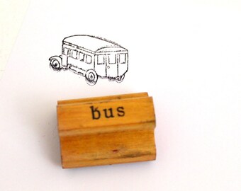 Vintage Wooden School Bus Stamp. The Classroom Printer. Wood and Rubber Educational Hand Stamp