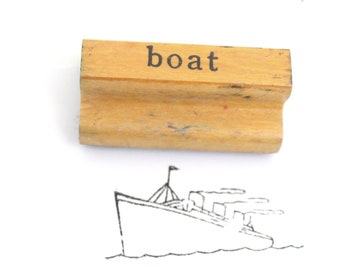 Boat Stamp. The Classroom Printer 1930's Wood and Rubber Picture Stamp of a Boat