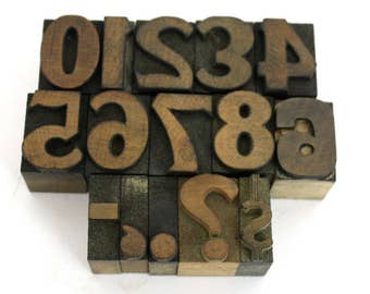 Wood Letterpress Block Numbers / One Inch Printers Block 0 - 9 / Pick Your Numbers