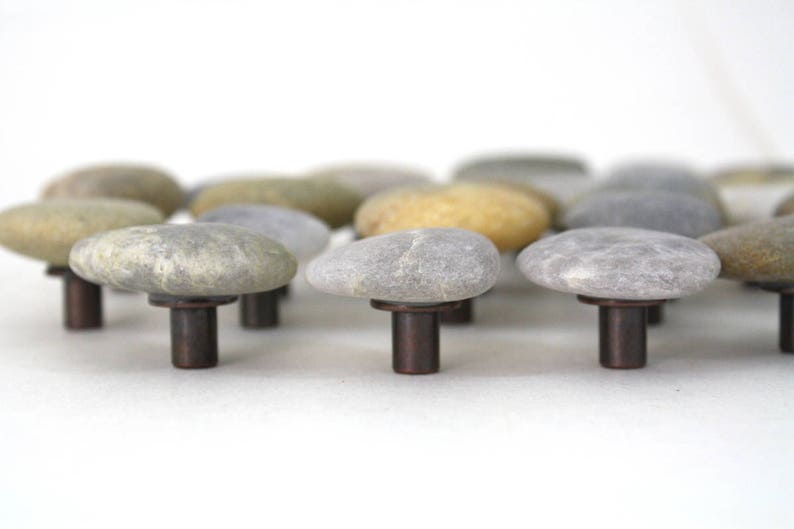 Beach Stone Knobs Rock Drawer Pulls Smooth All Natural Stone Etsy