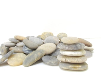 Beach Stones. 35 Smooth Beach Rocks or Wishing Stones, Wedding Guest Book Stones / Celebration of Life Stones. DIY Rock Knobs.