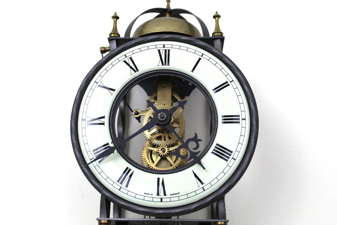 Vintage Skeleton Weight Driven 8 Day Clock with Enamel Face. Etsy