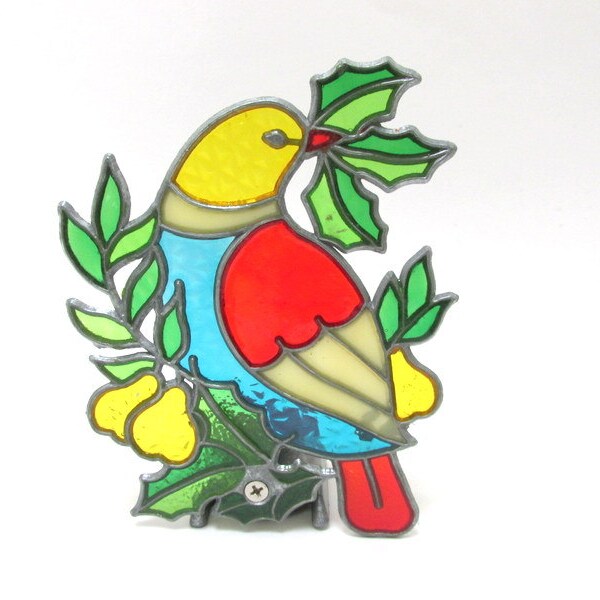Partridge in a Pear Tree Vintage Christmas Candle Holder Tiffany Style