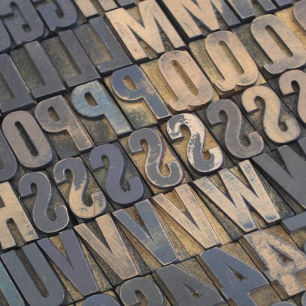 Italic Type Wood Letterpress. Slanted Wooden Printing Blocks.  Pick Your Letters, Numbers and Punctuation Marks