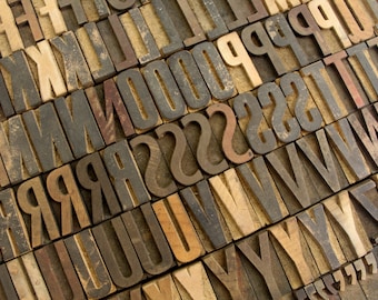 Vintage 1 3/8" Wooden Letterpress Letters. Pick Your Letters and Punctuation Marks. Wood Printers Block