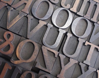 Wood Letterpress Letters. 1" Cheltenham Bold Font Uppercase Letters, Numbers and Punctuation Marks Type