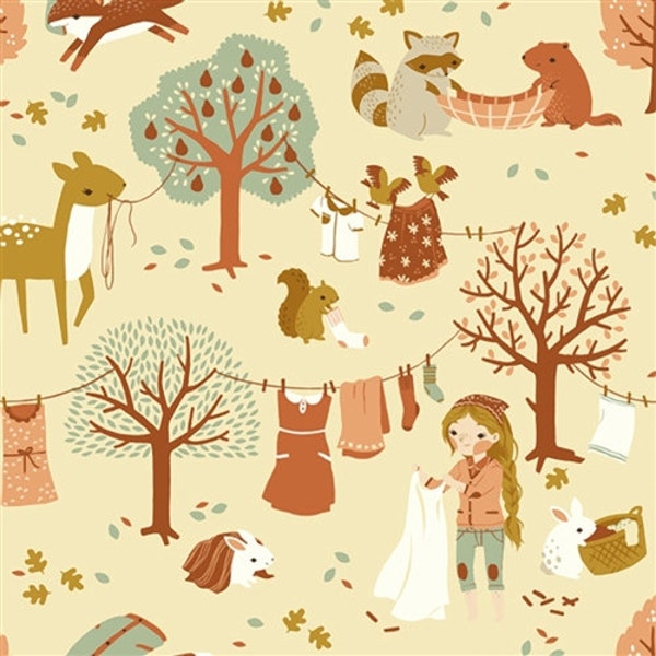 Laundry Day - Acorn Trail ORGANIC fabric designed by Teagan White for Birch - Half Yard