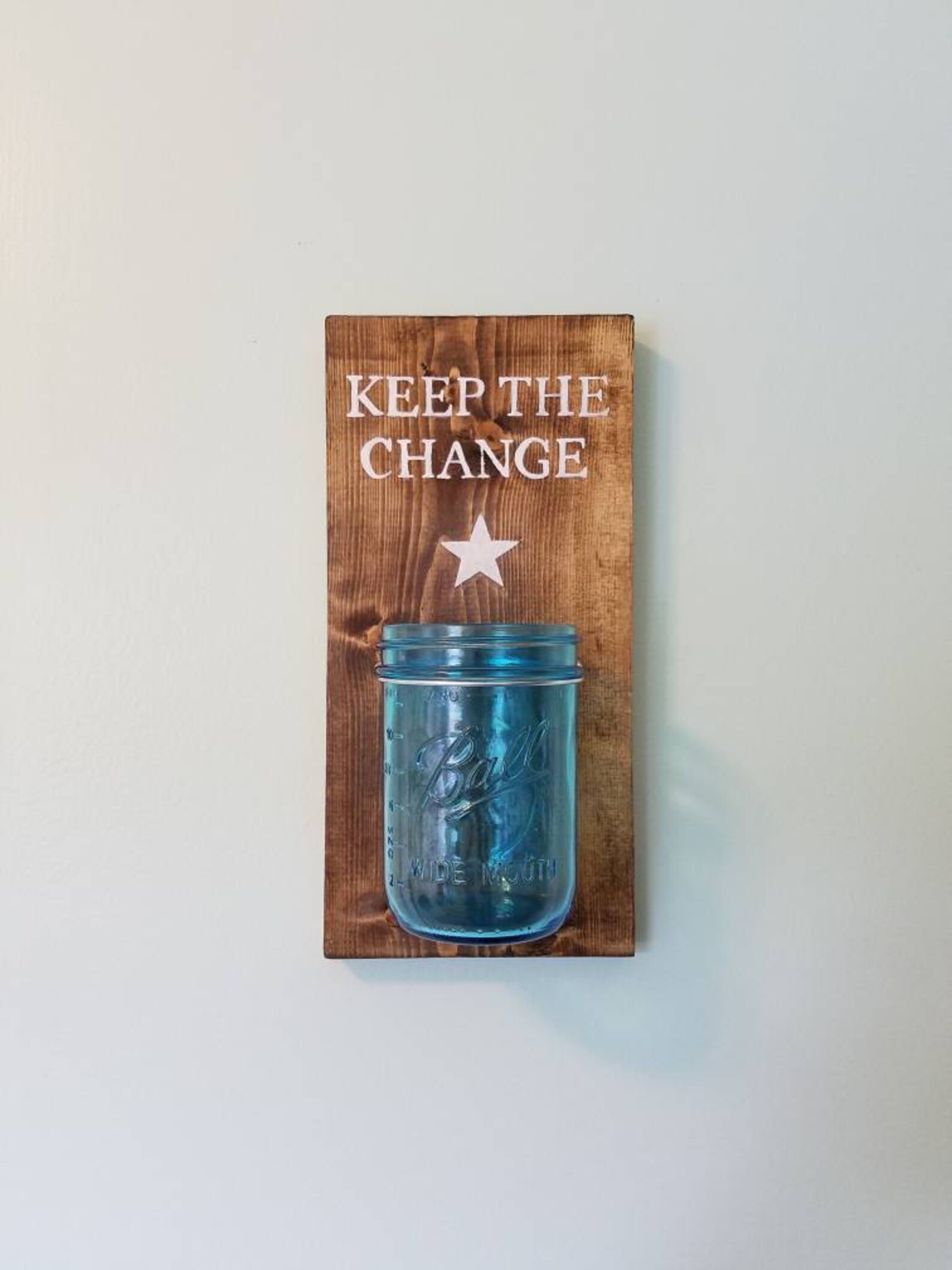 Keep the Change Jar. Laundry Room Decor. Reclaimed Wood. Etsy