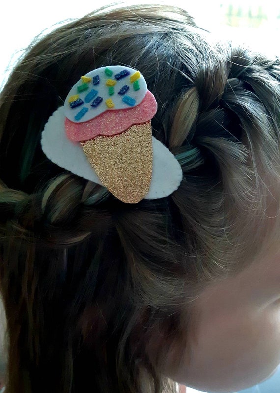 Glitter Felt Ice Cream Cone And Cupcake Hair Clips Etsy