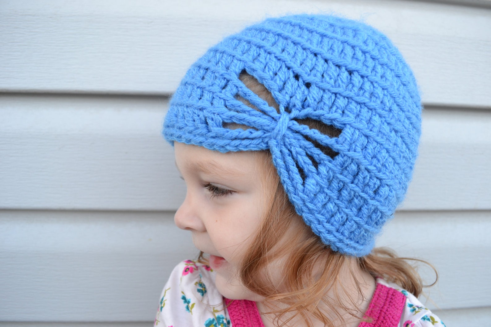 Crocheted Beanie with Bow Girl Infant Ready to Ship Etsy
