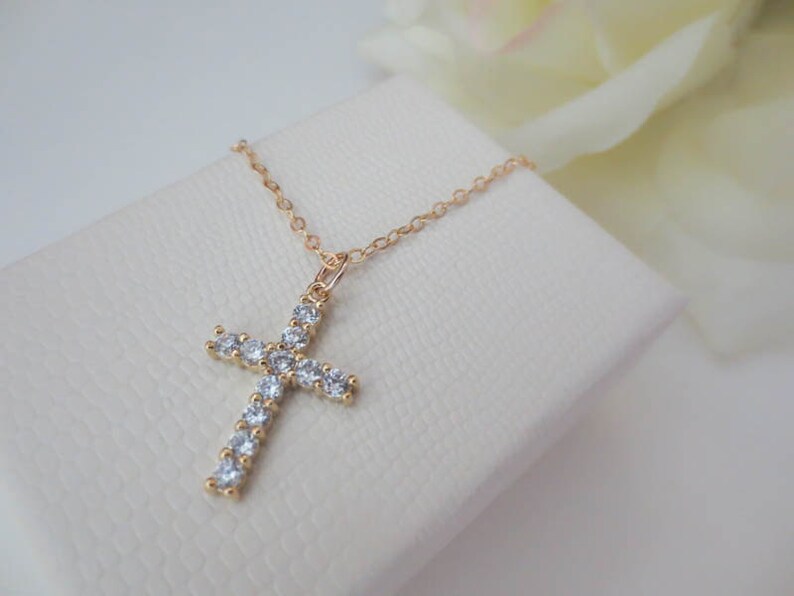 Swarovski Crystal Cross Necklace in Gold Filled Chainfaith Etsy