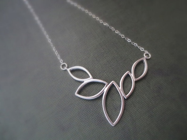 5 Leaves Necklace in STERLING SILVER CHAIN--Everyday Necklace-Perfect Gift for mom for friends Birthday Present for her