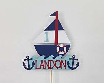 Nautical Themed Cake Banner Topper. Nautical Birthday Cake Topper. Nautical Cake Topper. Sailboat Cake Topper