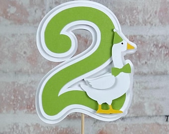 Silly Goose Age # Birthday Cake Topper. Goose Party Decor. 2nd Birthday Goose Cake Topper