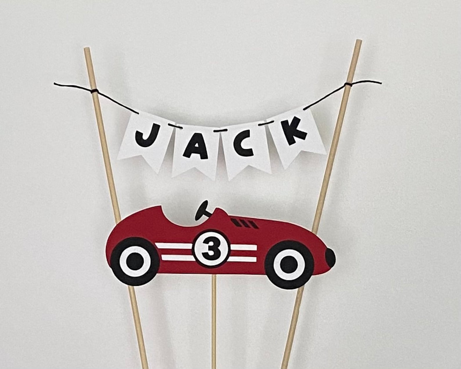 Retro Race Car Birthday Cake Banner. Race Car Number Cake - Etsy