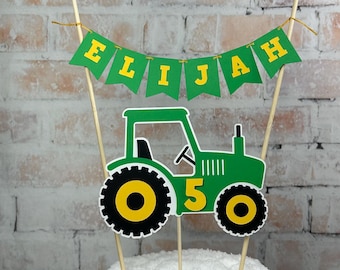 Farm Tractor Cake Topper with Name Banner
