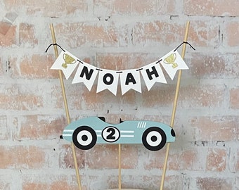 Race Car Birthday Cake Topper: Personalized Trophy Banner