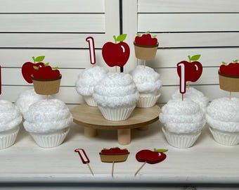 Apple Cupcake Toppers: First Birthday Party Decorations