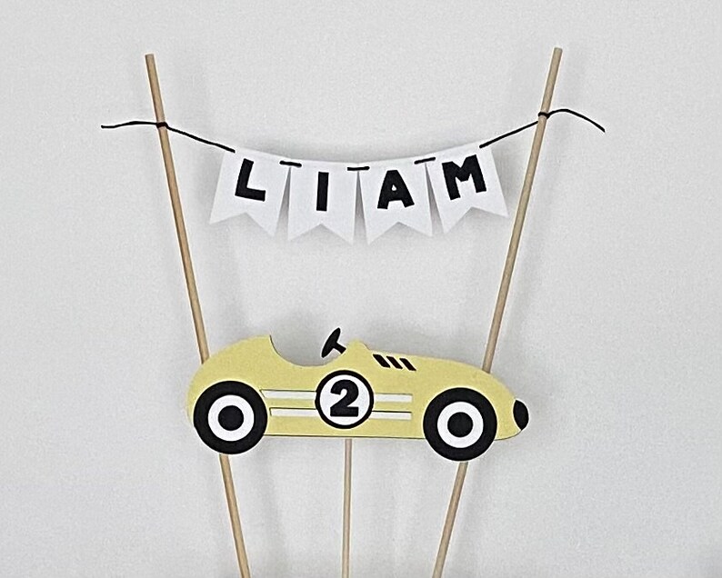 Retro Race Car Birthday Cake Banner. Race Car Number Cake Etsy