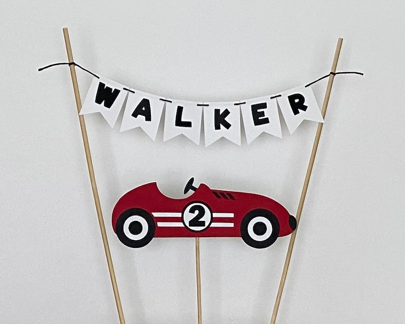 Retro Race Car Birthday Cake Banner. Race Car Number Cake Etsy