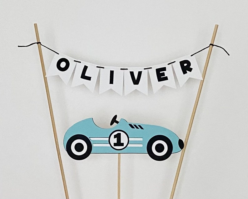 Retro Race Car Birthday Cake Banner. Race Car Number Cake Etsy
